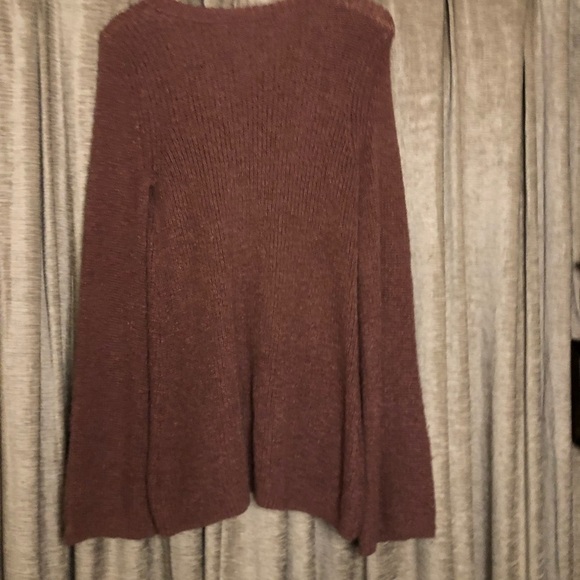 American Eagle Dusty Pink Lace Up Neckline Sweater - Picture 8 of 13